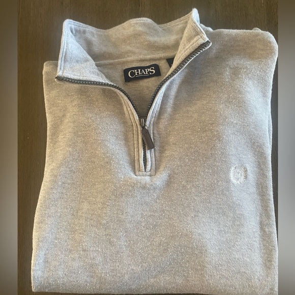 Men’s Chaps classic fit quarter zip grey knit sweater - size x-large - Picture 3 of 10